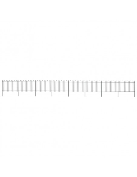 Recinzione Giardino con Punta Tonda in Acciaio 13,6x1,2m Nera