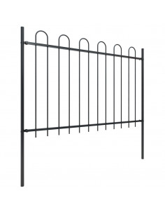Recinzione Giardino con Punta Tonda in Acciaio 13,6x1,2m Nera 2