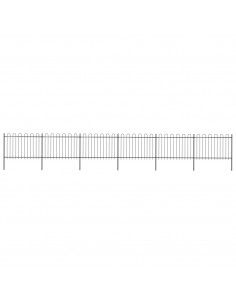 Recinzione da Giardino Punta Tonda in Acciaio 10,2x1,2m Nera