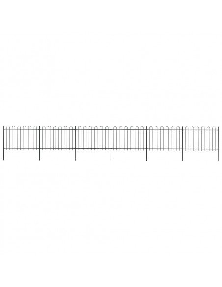 Recinzione da Giardino Punta Tonda in Acciaio 10,2x1,2m Nera