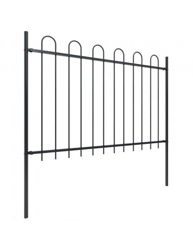 Recinzione da Giardino Punta Tonda in Acciaio 10,2x1,2m Nera
