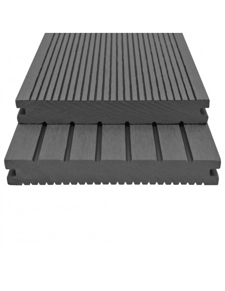Pavimento per Esterni in WPC Pieno Accessori 16 m² 2,2 m Grigio