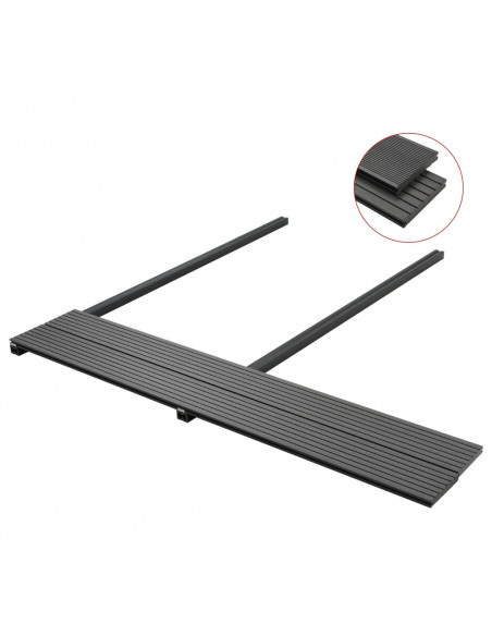 Pavimento per Esterni in WPC Pieno Accessori 16 m² 2,2 m Grigio