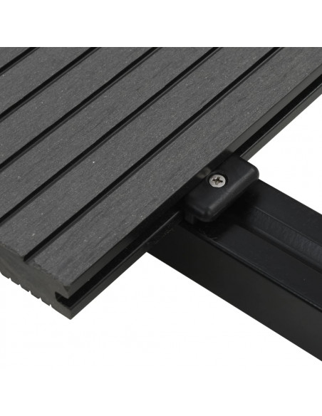 Pavimento per Esterni in WPC Pieno Accessori 16 m² 2,2 m Grigio