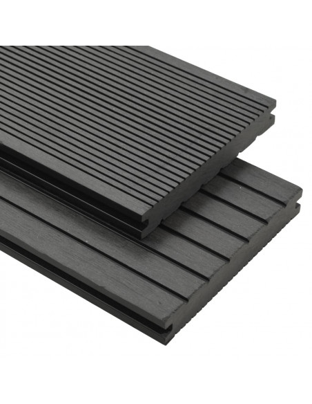 Pavimento per Esterni in WPC Pieno Accessori 20 m² 2,2 m Grigio