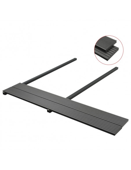 Pavimento per Esterni in WPC Pieno Accessori 20 m² 2,2 m Grigio