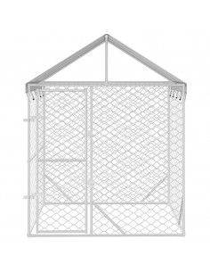 Cuccia Cani da Esterno Tetto Argento 2x2x2,5 m Acciaio Zincato 2