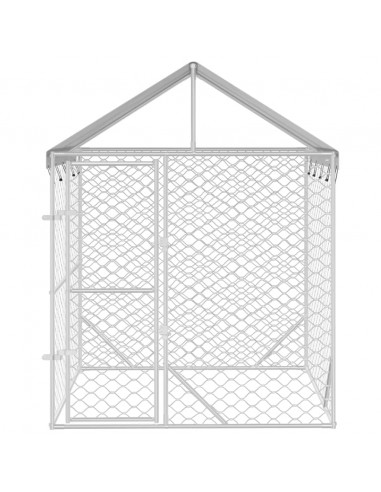 Cuccia Cani da Esterno Tetto Argento 2x2x2,5 m Acciaio Zincato