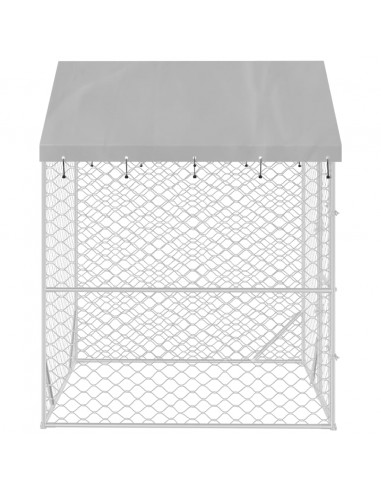Cuccia Cani da Esterno Tetto Argento 2x2x2,5 m Acciaio Zincato