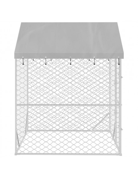 Cuccia Cani da Esterno Tetto Argento 2x2x2,5 m Acciaio Zincato