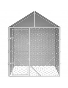 Cuccia Cani da Esterno Tetto Argento 2x2x2,5 m Acciaio Zincato 2