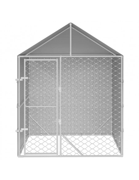 Cuccia Cani da Esterno Tetto Argento 2x2x2,5 m Acciaio Zincato