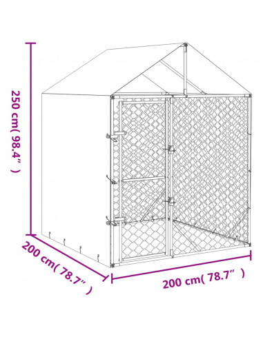 Cuccia Cani da Esterno Tetto Argento 2x2x2,5 m Acciaio Zincato