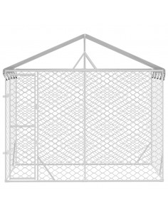Cuccia Cani da Esterno Tetto Argento 3x1,5x2,5m Acciaio Zincato 2