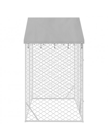 Cuccia Cani da Esterno Tetto Argento 3x1,5x2,5m Acciaio Zincato