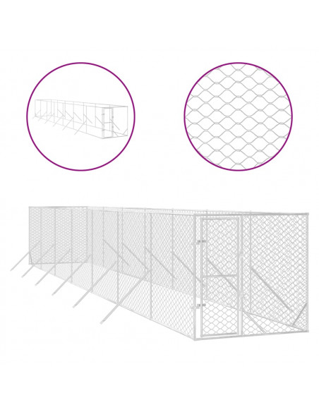 Cuccia per Cani da Esterno Argento 2x14x2 m Acciaio Zincato