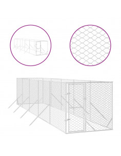 Cuccia per Cani da Esterno Argento 2x10x2 m Acciaio Zincato