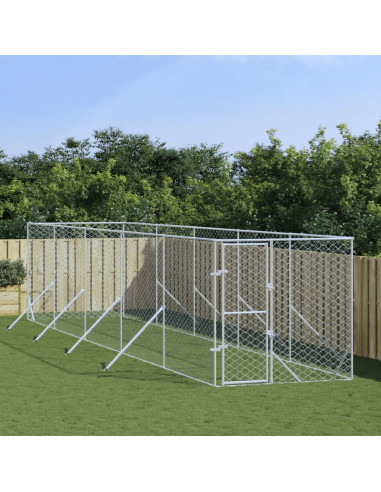 Cuccia per Cani da Esterno Argento 2x10x2 m Acciaio Zincato