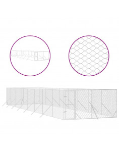 Cuccia per Cani da Esterno Argento 4x16x2 m in Acciaio Zincato