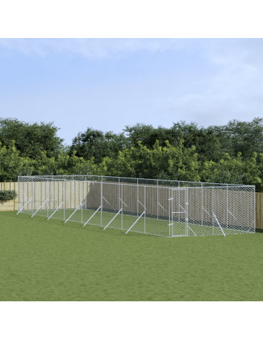 Cuccia per Cani da Esterno Argento 4x16x2 m in Acciaio Zincato