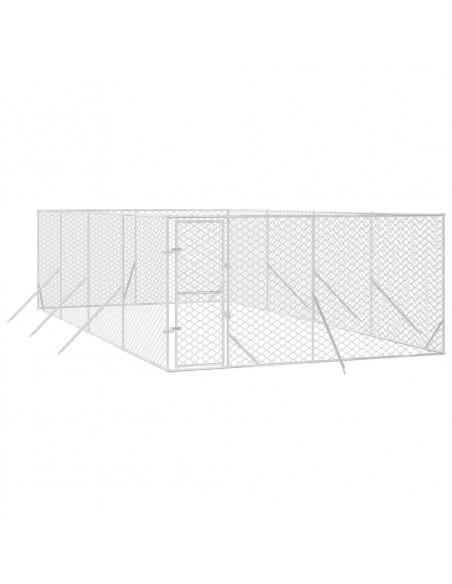 Cuccia per Cani da Esterno Argento 4x8x2 m in Acciaio Zincato