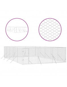 Cuccia per Cani da Esterno Argento 6x10x2 m in Acciaio Zincato