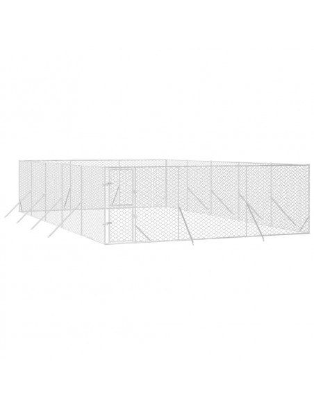 Cuccia per Cani da Esterno Argento 6x10x2 m in Acciaio Zincato