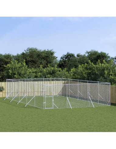 Cuccia per Cani da Esterno Argento 6x10x2 m in Acciaio Zincato