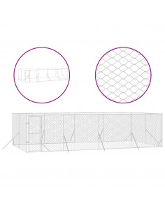 Cuccia per Cani da Esterno Argento 8x4x2 m in Acciaio Zincato