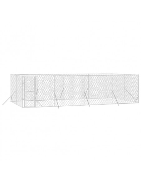 Cuccia per Cani da Esterno Argento 8x4x2 m in Acciaio Zincato