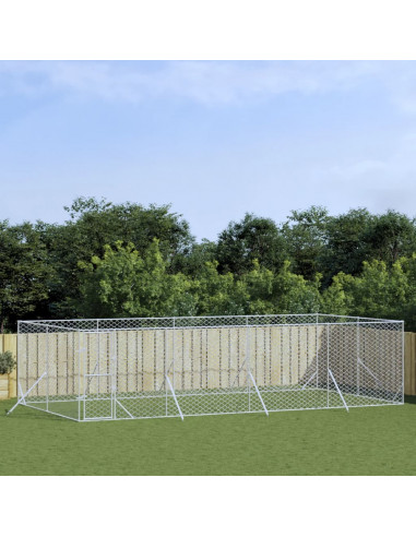 Cuccia per Cani da Esterno Argento 8x4x2 m in Acciaio Zincato