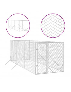Cuccia per Cani da Esterno Argento 2x6x2 m Acciaio Zincato
