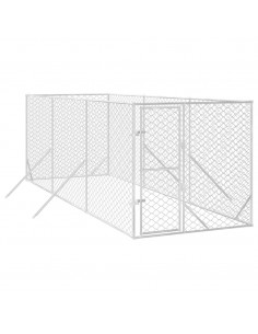 Cuccia per Cani da Esterno Argento 2x6x2 m Acciaio Zincato 2