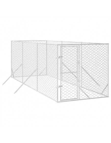 Cuccia per Cani da Esterno Argento 2x6x2 m Acciaio Zincato