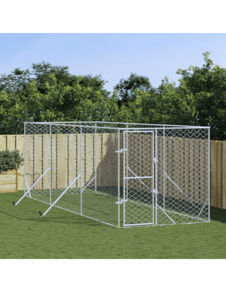 Cuccia per Cani da Esterno Argento 2x6x2 m Acciaio Zincato