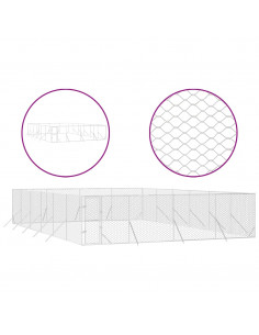 Cuccia per Cani da Esterno Argento 8x12x2 m in Acciaio Zincato