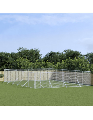 Cuccia per Cani da Esterno Argento 8x12x2 m in Acciaio Zincato