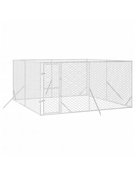 Cuccia per Cani da Esterno Argento 4x4x2 m in Acciaio Zincato
