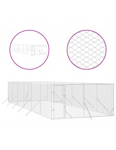 Cuccia per Cani da Esterno Argento 4x12x2 m in Acciaio Zincato