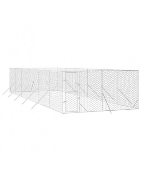 Cuccia per Cani da Esterno Argento 4x12x2 m in Acciaio Zincato