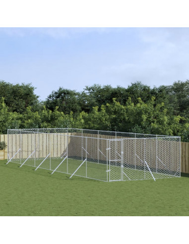 Cuccia per Cani da Esterno Argento 4x12x2 m in Acciaio Zincato