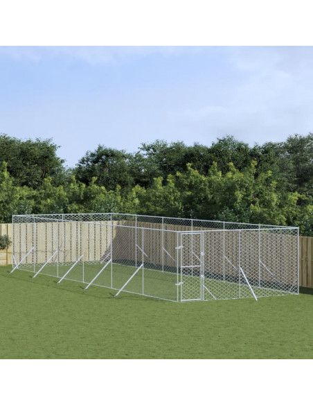 Cuccia per Cani da Esterno Argento 4x12x2 m in Acciaio Zincato