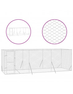 Cuccia per Cani da Esterno Argento 6x2x2 m in Acciaio Zincato