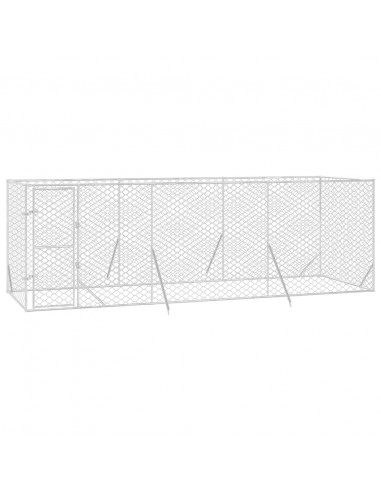 Cuccia per Cani da Esterno Argento 6x2x2 m in Acciaio Zincato