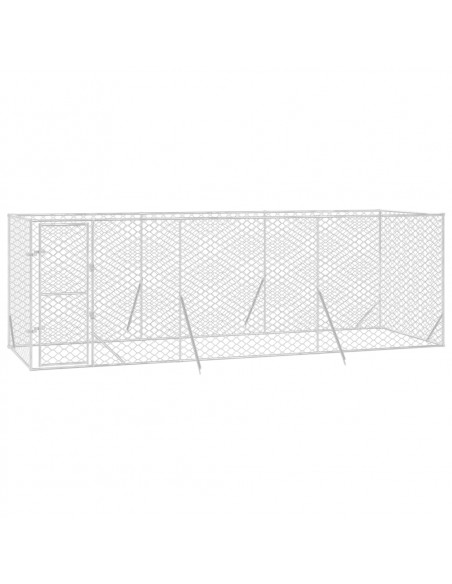 Cuccia per Cani da Esterno Argento 6x2x2 m in Acciaio Zincato