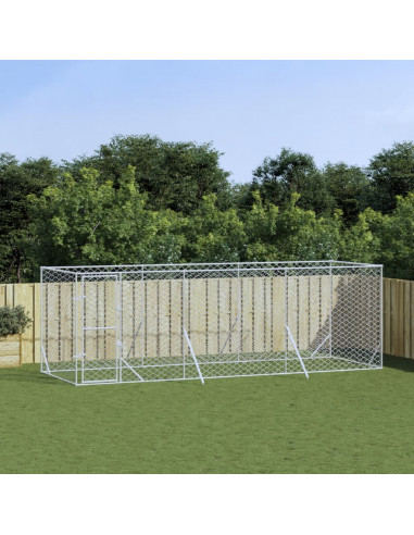 Cuccia per Cani da Esterno Argento 6x2x2 m in Acciaio Zincato