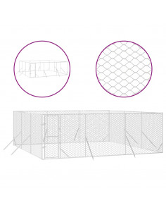 Cuccia per Cani da Esterno Argento 6x6x2 m in Acciaio Zincato