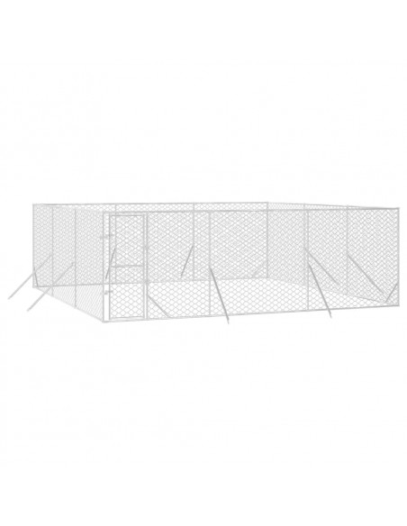 Cuccia per Cani da Esterno Argento 6x6x2 m in Acciaio Zincato
