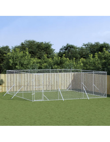 Cuccia per Cani da Esterno Argento 6x6x2 m in Acciaio Zincato
