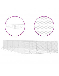 Cuccia per Cani da Esterno Argento 6x14x2 m in Acciaio Zincato